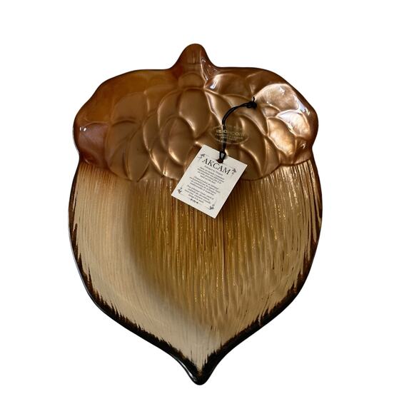 Turkish Amber Glass ACORN Dish Bowl Handmade Fall Autumn Decor by AKCAM New - Picture 12 of 16